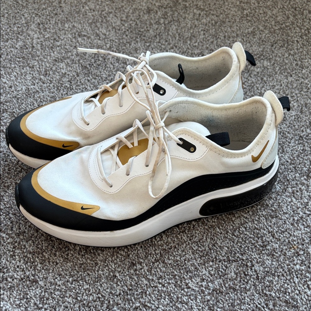 Nike White and Gold Women's Sneakers